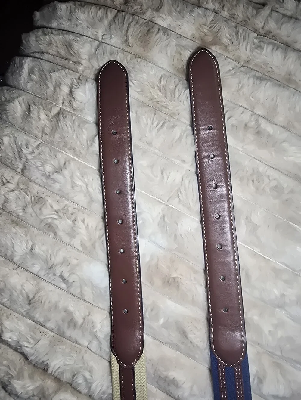 IZOD Boys Canvas Web Belts Lot 2 Size Small 22-24 Navy Khaki Brown Leather